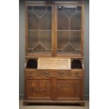 Early 20th century oak bureau bookcase,