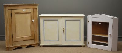 19th century pine corner cabinet enclosed by panelled door (W72cm, H87cm, D33cm),