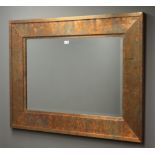 Acid washed copper framed mirror with bevelled plate,