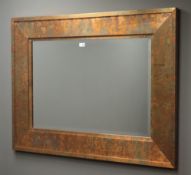 Acid washed copper framed mirror with bevelled plate,