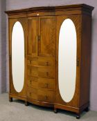 Edwardian triple mahogany wardrobe,