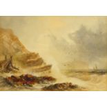 Views of Scarborough Castle Headland, pair of watercolour attributed Henry Barlow Carter