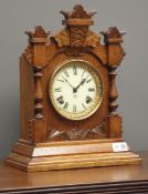 19th century oak architectural cased 'Ansonia Tivoli' mantel clock, 8-day movement with enamel dial,