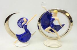 Two Franklin Mint Art Deco style porcelain figures - 'Eclipse in Platinum' and 'Moonlight in