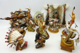 Collection of figures depicting Native Americans including; Franklin Mint 'Blackfoot Warrior',