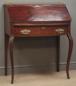 20th century figured mahogany French style writing desk,