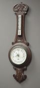 Early 20th century oak cased aneroid barometer, signed 'J. F.