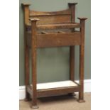 Arts & Crafts period oak hall stick and umbrella stand, W50cm, H84cm,