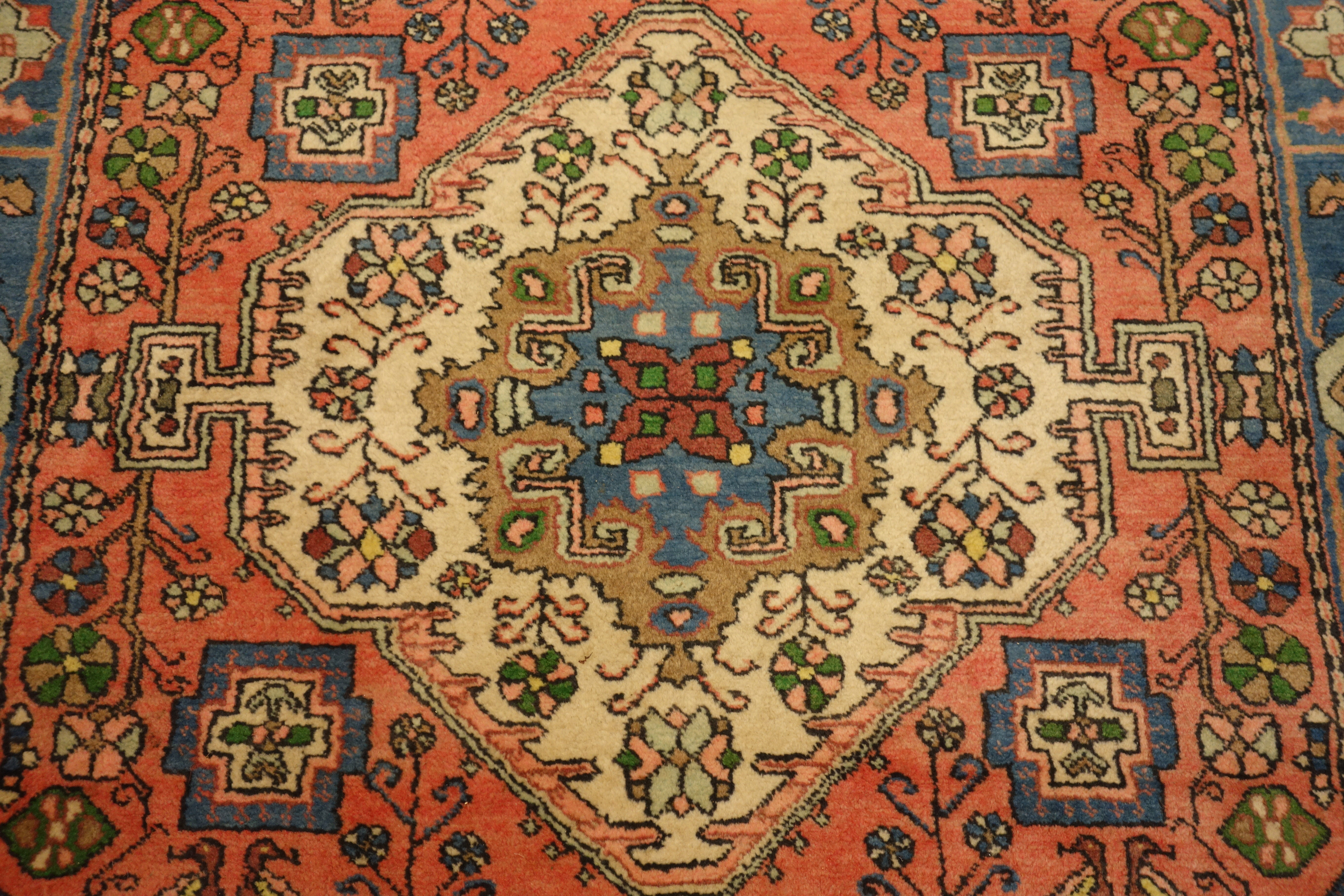 Persian red ground rug, blue border, - Image 2 of 3