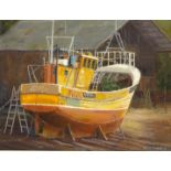 'Repairs- Whitby Shipyard, oil on board signed and dated '74 by Neville R Grey