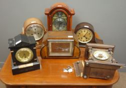 Victorian black slate and marble mantel clock,