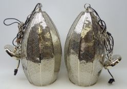 Pair pierced silvered centre light fittings, retailed by Next,