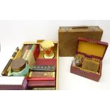 Leather travelling case, jewellery box, cigarette cards in albums, Beswick jug,