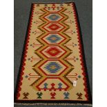 Kilim Moroccan wool beige ground with red and black border,