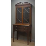 Edwardian Chippendale style mahogany cabinet, pierced swan neck pediment,