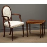 Early 20th century mahogany inlaid nest of two tables, turned supports, (W56cm, H47cm,