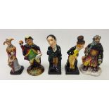 Five Royal Doulton figurines; 'Town Crier' HN 3261, 'Good King Wenceslas' HN 3262, 'The Jester',