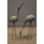 Pair of metal Herons, H90cm, (tallest) Condition Report <a href='//www.