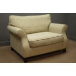 Sahara two seat snuggler sofa, upholstered with 'OCTAVE - OCHRE' fabric, square tapering supports,