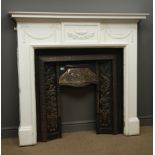 Adams style fire surround, urn and swag carvings, white finish (W143cm, H131cm,