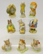 Nine Beswick Beatrix Potter figures comprising 'Tommy Brock', 'Samuel Whiskers', 'Sir Isaac Newton',