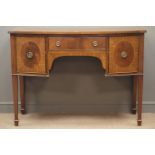 Edwardian mahogany sideboard, serpentine front, one drawer with fitted interior, two cupboards,