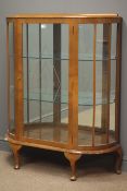 Early to mid 20th century walnut display cabinet, engraved glazed door enclosing two glass shelves,