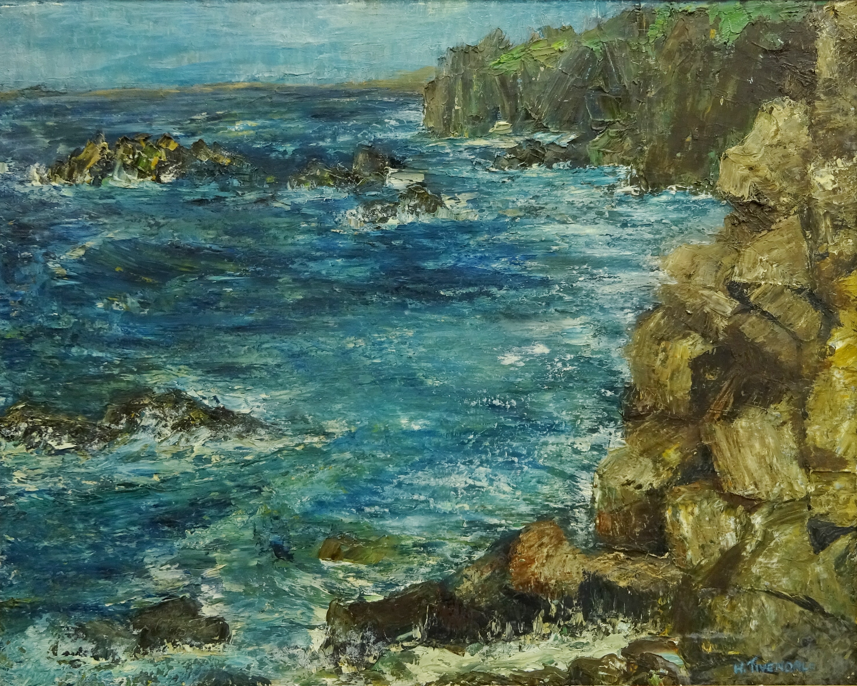 'The Coast Line', 20th century oil on canvas signed by H.
