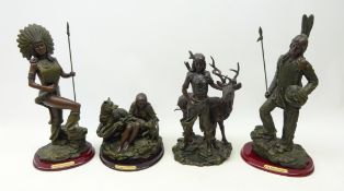 Four Juliana Collection bronzed figures depicting Native Americans,