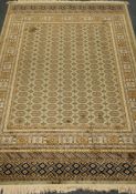 Persian Bokhara rug, green ground,