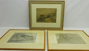 Beached Boats and Landscapes, three 20th century watercolour signed by Harold H Holden 24.5cm x 34.