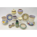 Group of Carter Stabler Adams Poole pottery including vases, small bowls, part egg cup sets etc,