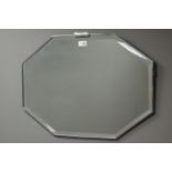 Art Deco bevel edged wall mirror with chrome frame, W69cm,