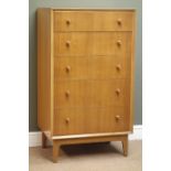 Mid 20th century vintage 'Vesper' teak five drawer chest, W64cm, H111cm,