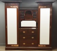 Art Nouveau mahogany triple wardrobe,