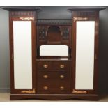 Art Nouveau mahogany triple wardrobe,