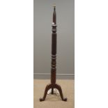 Standard lamp, turned and fluted column, on three splayed supports,