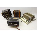 Rauner small fifteen-key piano accordion and three other early 20th century accordions/melodeon,
