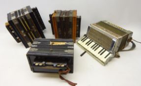 Rauner small fifteen-key piano accordion and three other early 20th century accordions/melodeon,