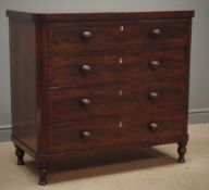 Early 19th century figured mahogany chest, cross banded top and drawer fronts,