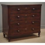 Early 19th century figured mahogany chest, cross banded top and drawer fronts,