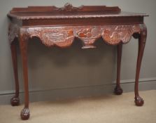 Georgian style mahogany side table, stepped raised back,