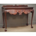 Georgian style mahogany side table, stepped raised back,