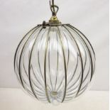 Pair Laura Ashley 'Marrakech' globular glass light fittings, of lobed form with bronzed frame,