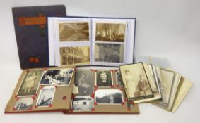 Modern album containing Edwardian and later postcards including topographical, comic etc,