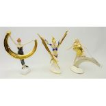 Three Franklin Mint Art Deco style figures - 'Lightning in Gold',