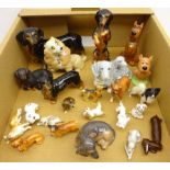 Royal Copenhagen Dachshund, Royal Doulton Corgi and Dachshund, Beswick Boxer dog, Wade