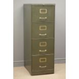 Vintage metal filing cabinet, four drawers, W46cm, H132cm,