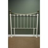 Victorian style metal head board for a double bed, white and brass finish,