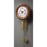 20th century circular beech cased Postman's alarm clock,